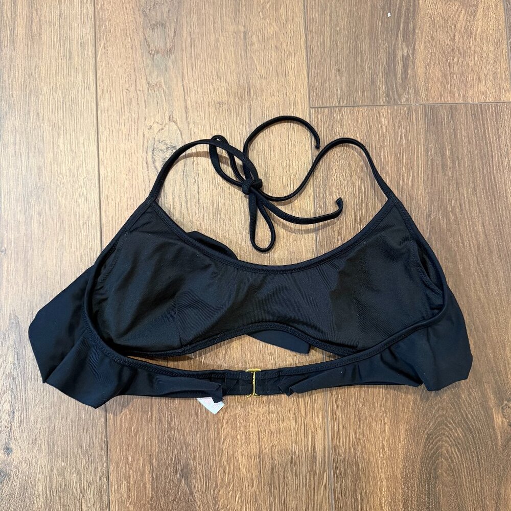 Victoria's Secret Black Bikini Top with Ruffle Halter Tie Size S - Picture 2 of 5